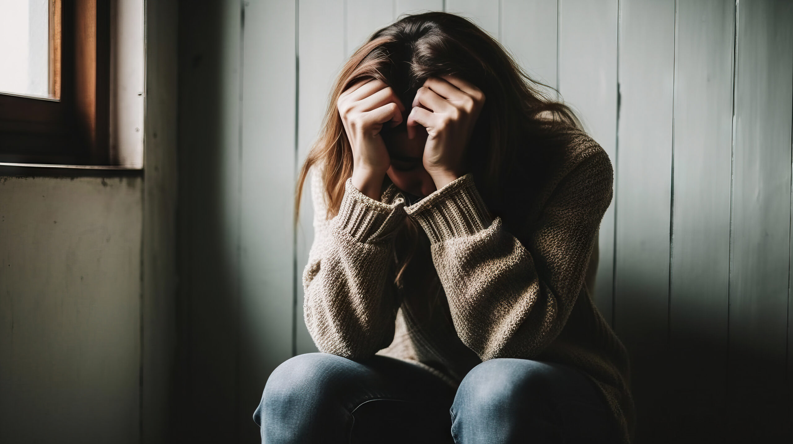 a person puts their fists against their head while showing the signs of bipolar disorder